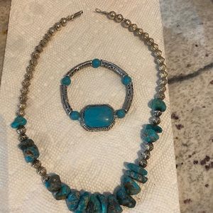 Silver and turquoise necklace and bracelet
